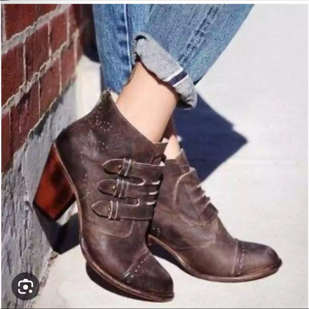 Freebird by Steven Malbc Brown Leather Boots Booties Women’s 9 High Heels